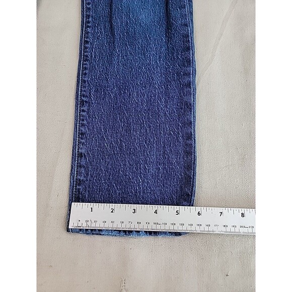 Levis 501 Jeans Mens 32x286 Dark Blue Button Fly Distressed Mid Rise Stretch - Picture 4 of 14